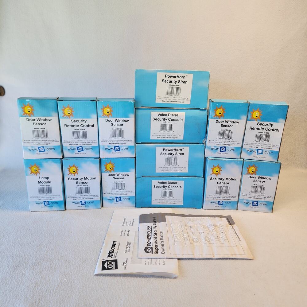 Lot of x10 powerhouse wireless tech security system 14 box